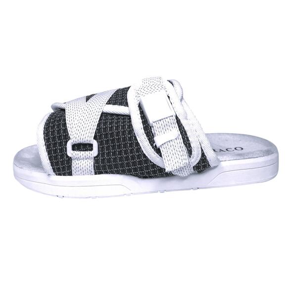 New DRACO Reflective Black/White  Men's Slides Sandals Sz 11-12 w/ Dust Bag - Picture 5 of 7
